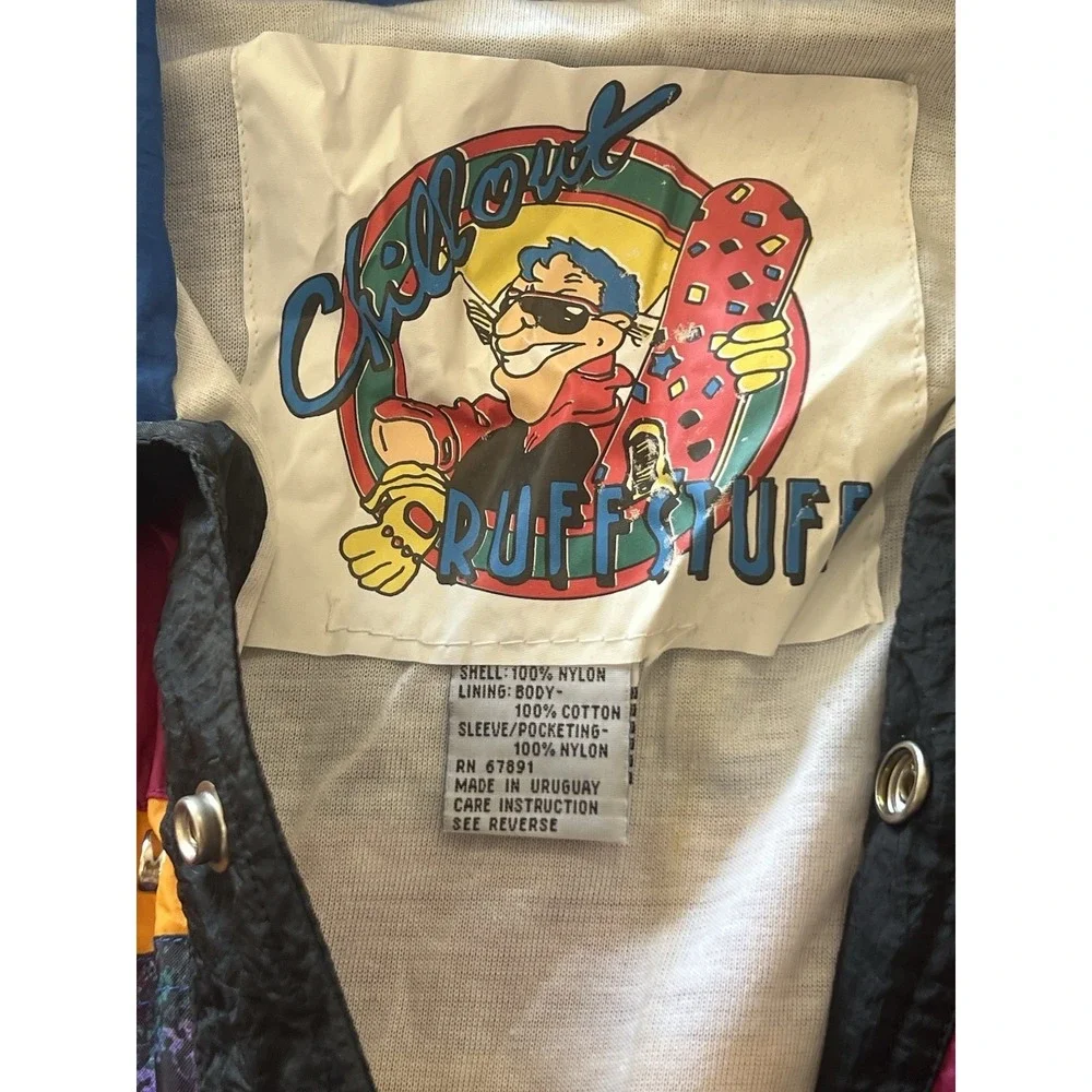 Vintage Chill Out Ruff Stuff Kids Jacket Sweat Black Purple Size‎ XL 18 Nylon